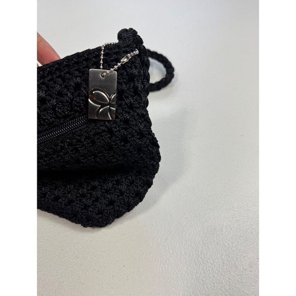 Lina Black Woven Crossbody Bag Small Purse Silver Charm Handmade Style Cute - Picture 3 of 8